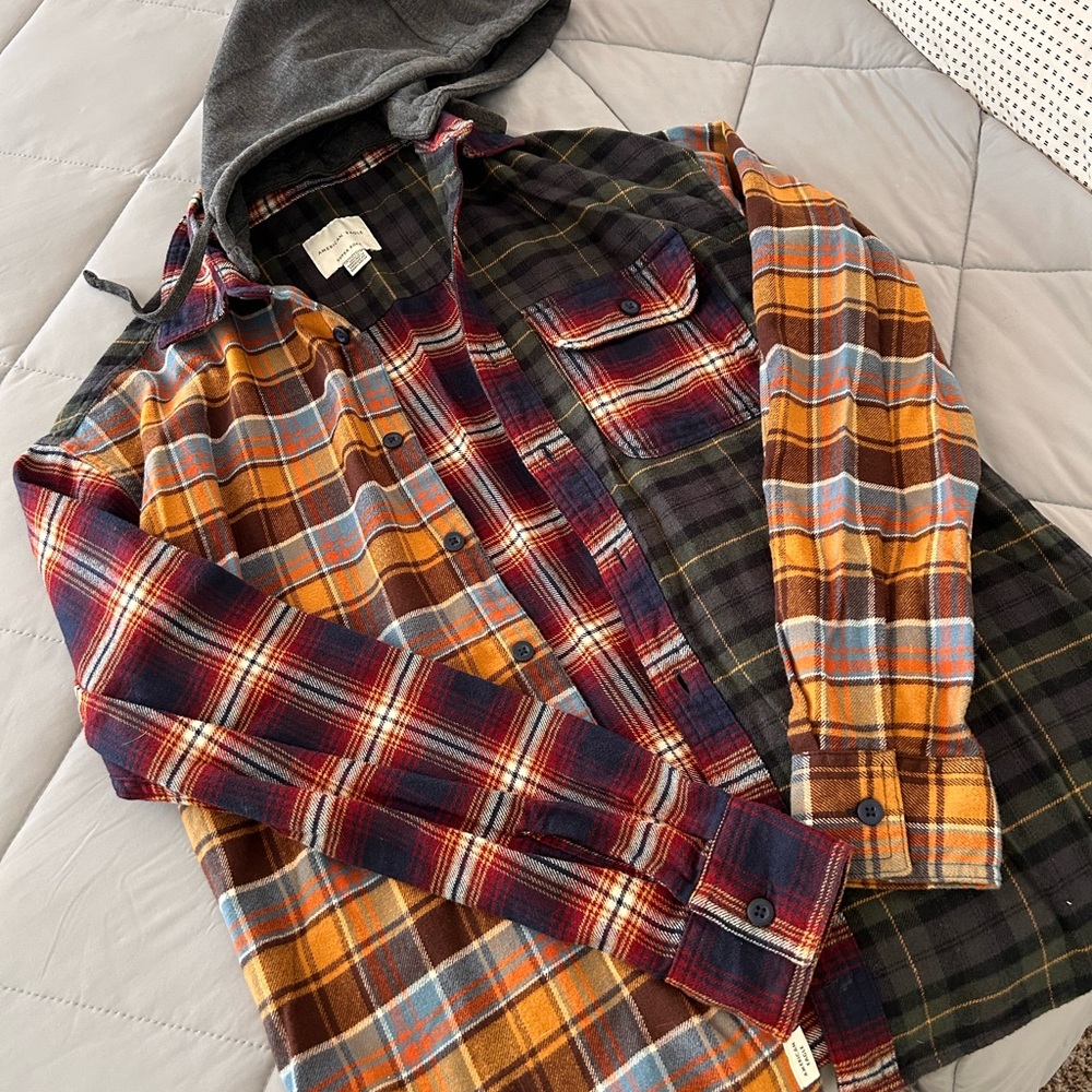 American Eagle Hooded Super Soft Flannel Women XS